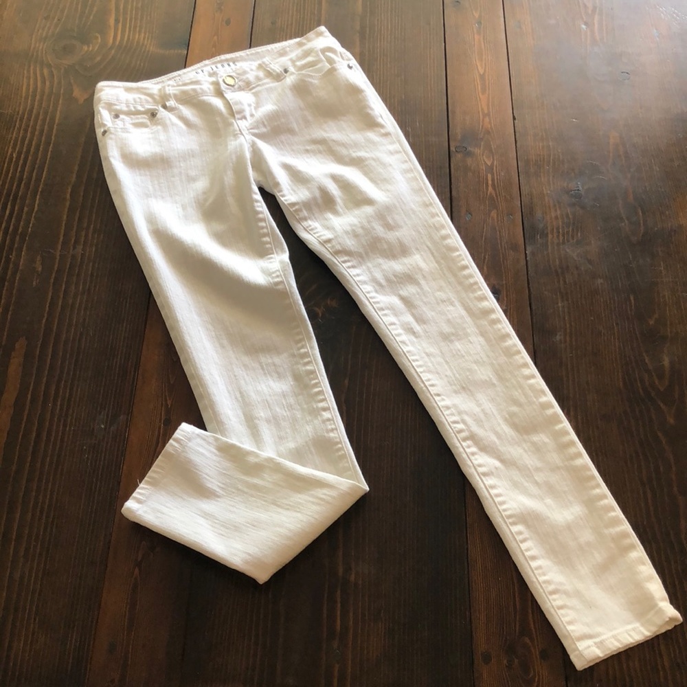 White Skinny Jeans w/ Bling
